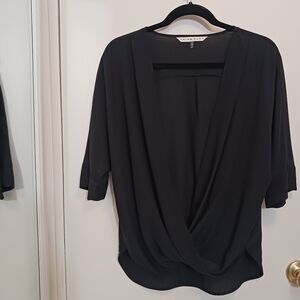 Trina Turk Silk Blouse Sz. S Black, Draped Twist, Designer, Elegant, Luxury NWOT